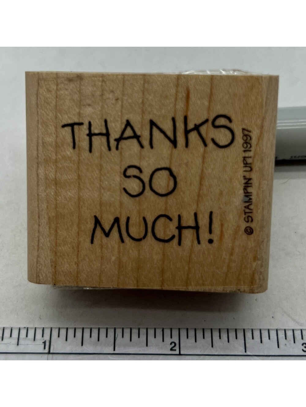 Stampin' Up 1999 Thanks So Much Wood Mounted Rubber Stamp
